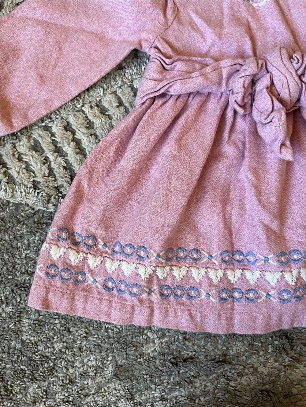 Hatley Baby Pink Long-Sleeve Embroidered Dress 9-12 Months